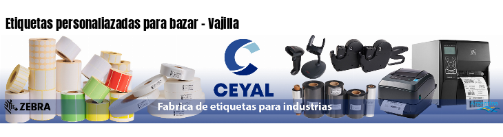 Etiquetas personaliazadas para bazar - Vajilla