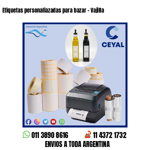 Etiquetas personaliazadas para bazar – Vajilla