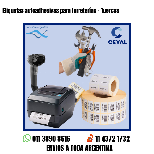 Etiquetas autoadhesivas para ferreterías – Tuercas