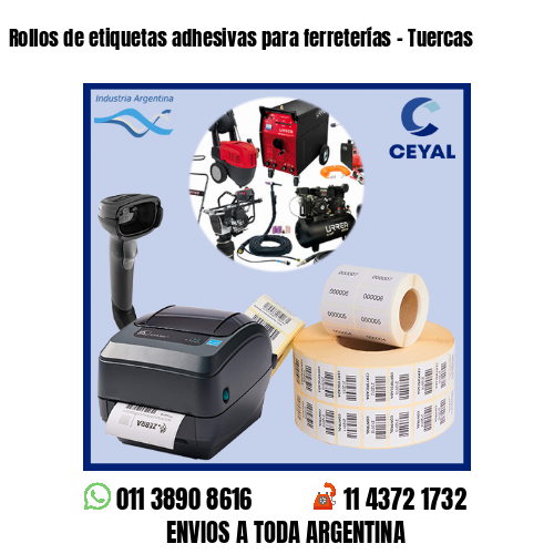 Rollos de etiquetas adhesivas para ferreterías – Tuercas