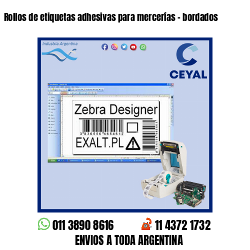 Rollos de etiquetas adhesivas para mercerías – bordados