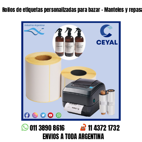 Rollos de etiquetas personalizadas para bazar – Manteles y repasadores