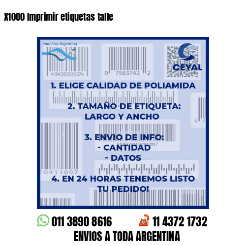 X1000 Imprimir etiquetas talle