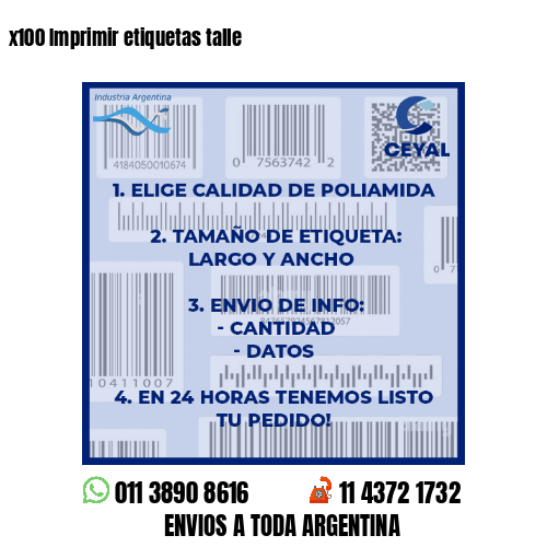 x100 Imprimir etiquetas talle