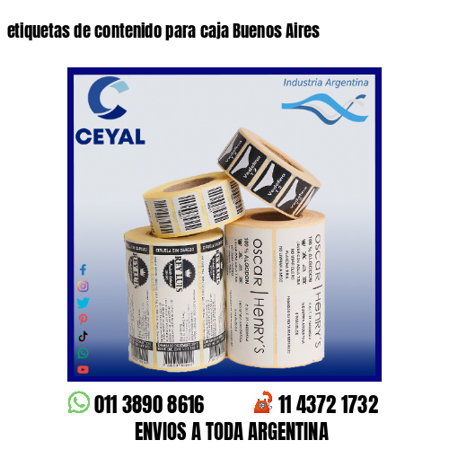 etiquetas de contenido para caja Buenos Aires