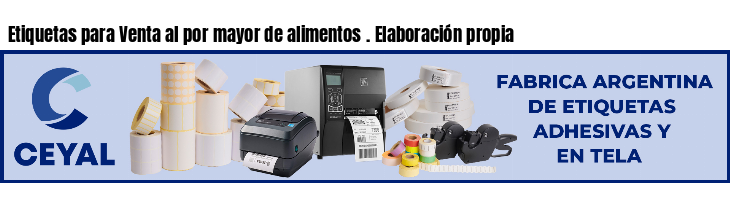 Etiquetas para Venta al por mayor de alimentos . Elaboración propia