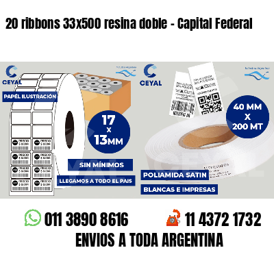 20 ribbons 33x500 resina doble - Capital Federal