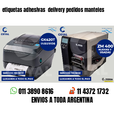 etiquetas adhesivas  delivery pedidos manteles