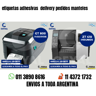 etiquetas adhesivas  delivery pedidos manteles