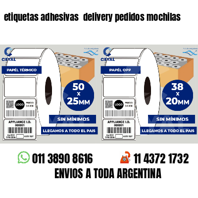 etiquetas adhesivas  delivery pedidos mochilas