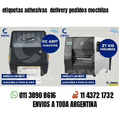 etiquetas adhesivas  delivery pedidos mochilas