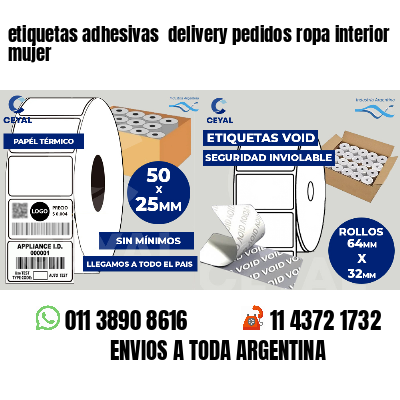 etiquetas adhesivas delivery pedidos ropa interior mujer