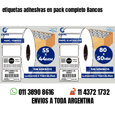 etiquetas adhesivas en pack completo Bancos