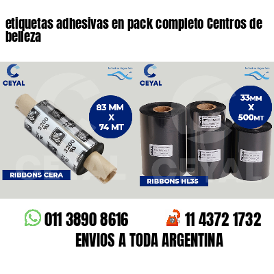 etiquetas adhesivas en pack completo Centros de belleza