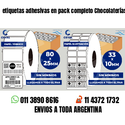 etiquetas adhesivas en pack completo Chocolaterías