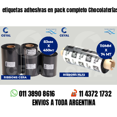 etiquetas adhesivas en pack completo Chocolaterías