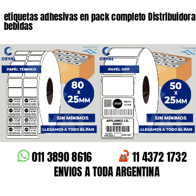 etiquetas adhesivas en pack completo Distribuidoras de bebidas