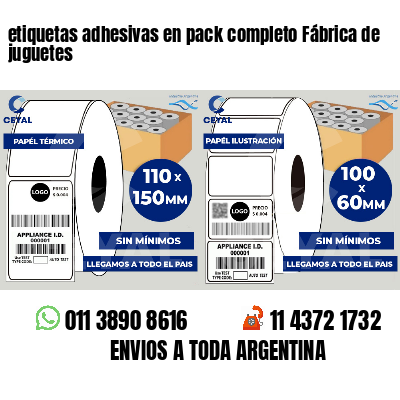etiquetas adhesivas en pack completo Fábrica de juguetes