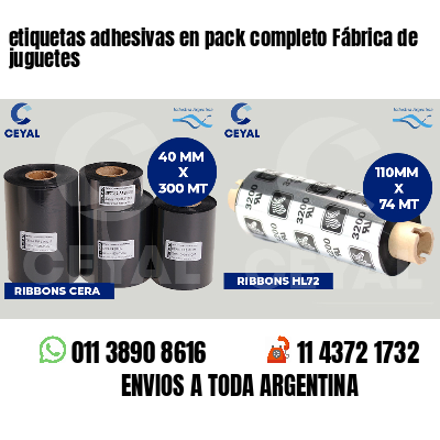 etiquetas adhesivas en pack completo Fábrica de juguetes