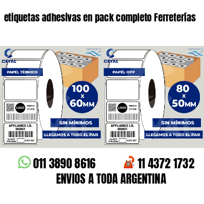 etiquetas adhesivas en pack completo Ferreterías