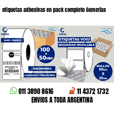 etiquetas adhesivas en pack completo Gomerías