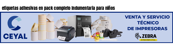 etiquetas adhesivas en pack completo Indumentaria para niños