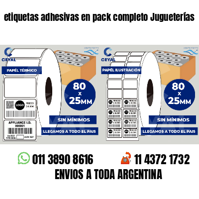 etiquetas adhesivas en pack completo Jugueterías