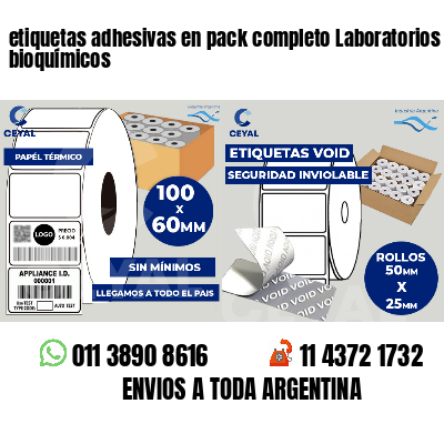 etiquetas adhesivas en pack completo Laboratorios bioquímicos