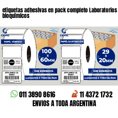 etiquetas adhesivas en pack completo Laboratorios bioquímicos
