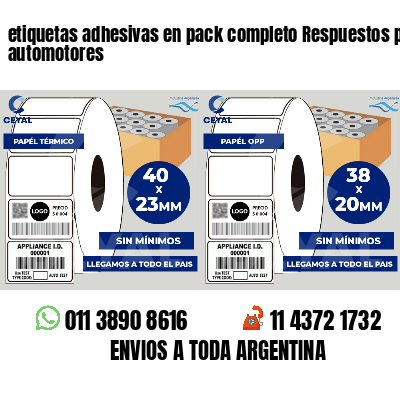 etiquetas adhesivas en pack completo Respuestos para automotores