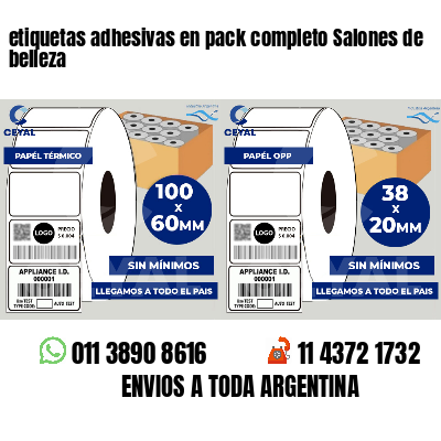 etiquetas adhesivas en pack completo Salones de belleza