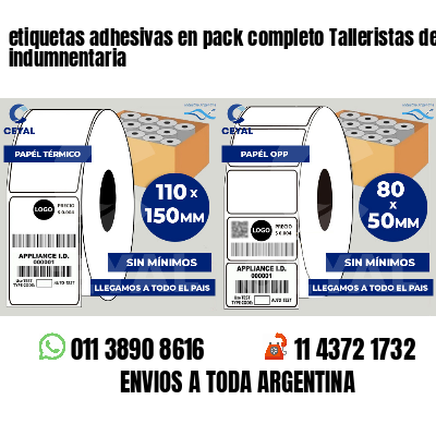 etiquetas adhesivas en pack completo Talleristas de indumnentaria