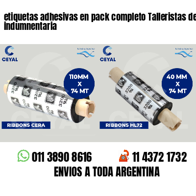 etiquetas adhesivas en pack completo Talleristas de indumnentaria