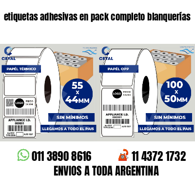 etiquetas adhesivas en pack completo blanquerías