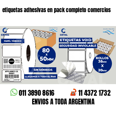 etiquetas adhesivas en pack completo comercios