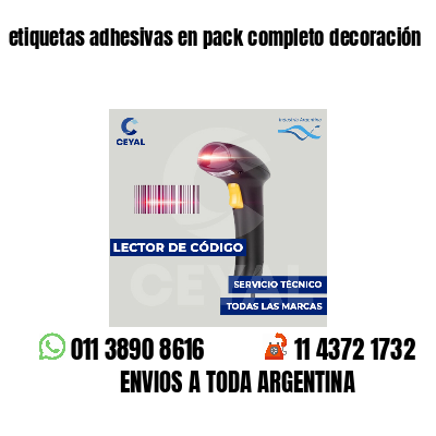 etiquetas adhesivas en pack completo decoración