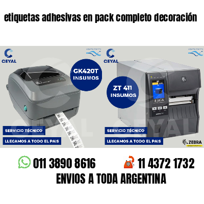 etiquetas adhesivas en pack completo decoración