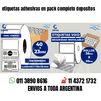 etiquetas adhesivas en pack completo depositos