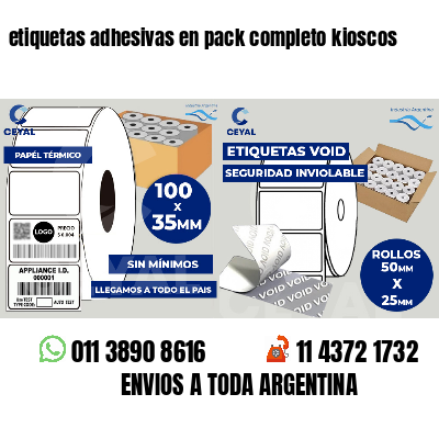 etiquetas adhesivas en pack completo kioscos