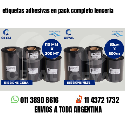 etiquetas adhesivas en pack completo lenceria