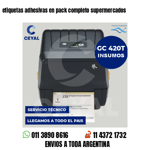 etiquetas adhesivas en pack completo supermercados