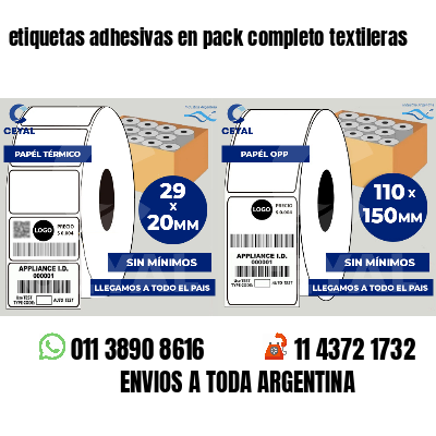 etiquetas adhesivas en pack completo textileras
