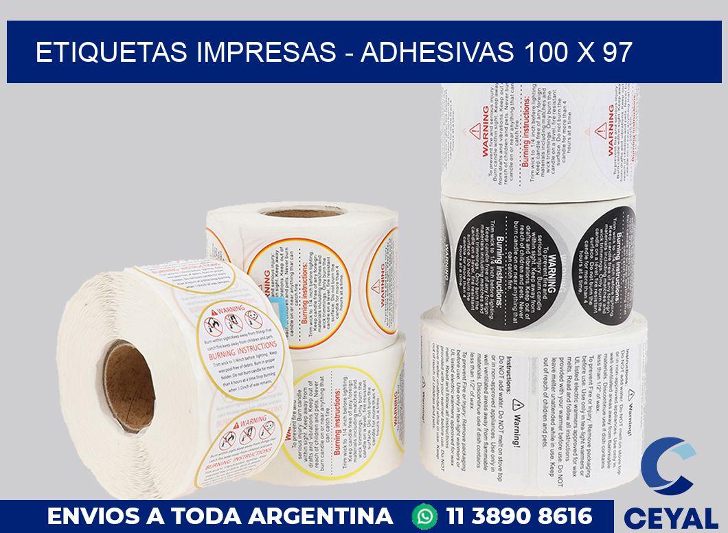 etiquetas impresas - Adhesivas 100 x 97