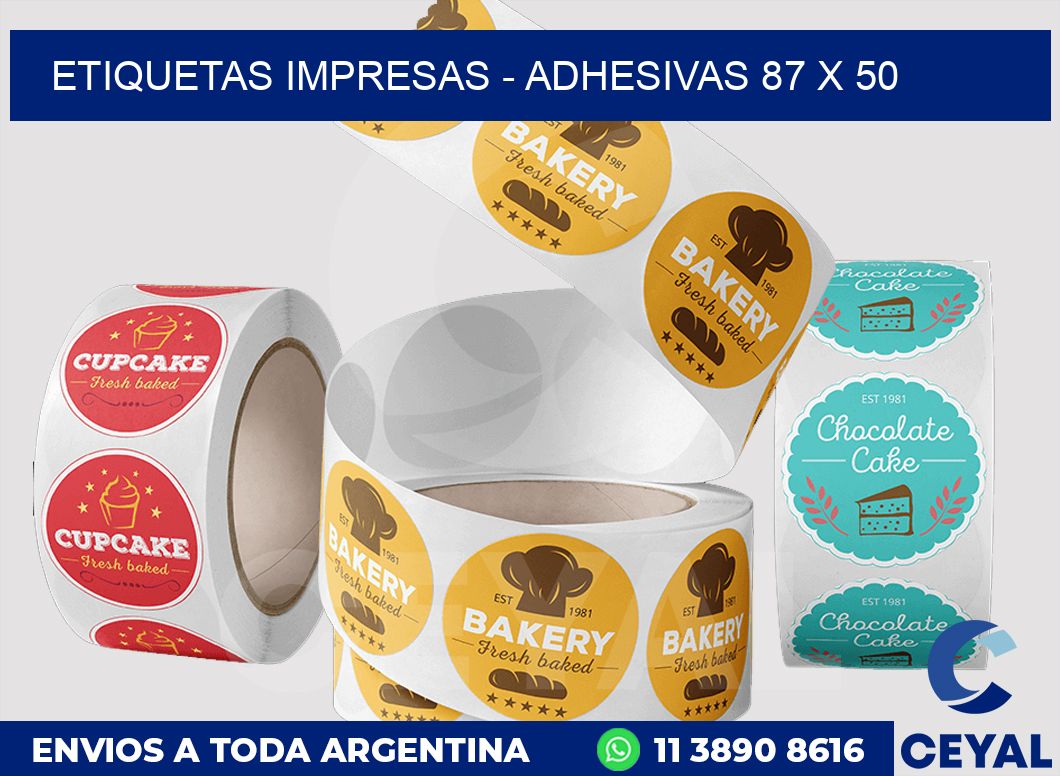 etiquetas impresas - Adhesivas 87 x 50