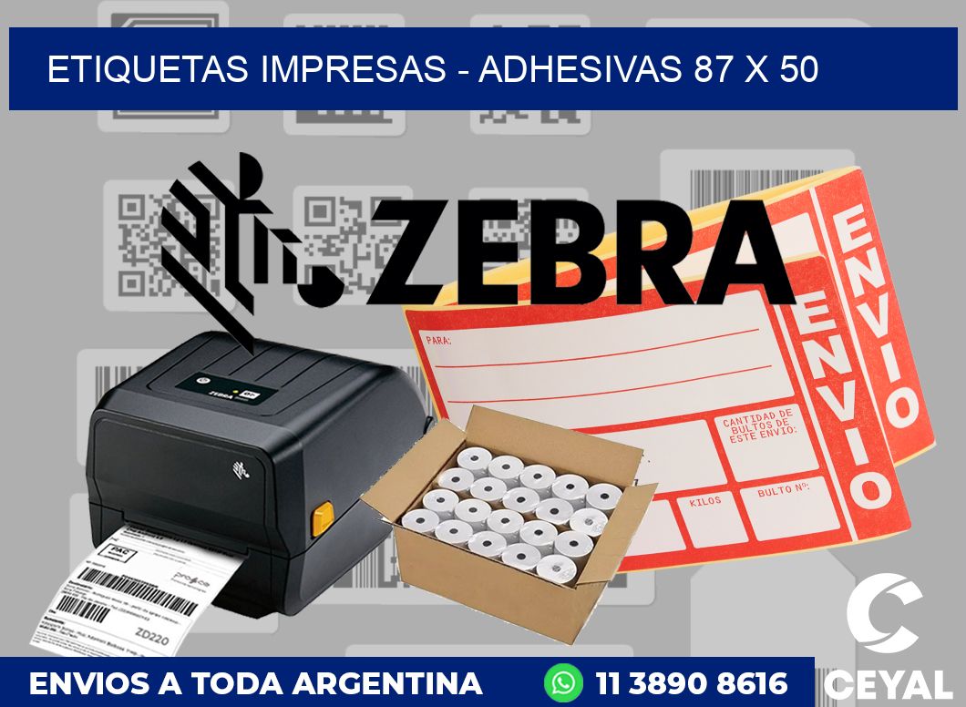 etiquetas impresas - Adhesivas 87 x 50