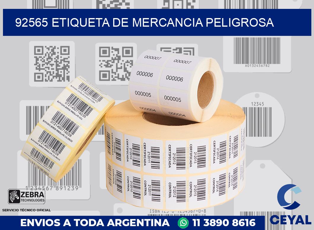 92565 Etiqueta de mercancia peligrosa