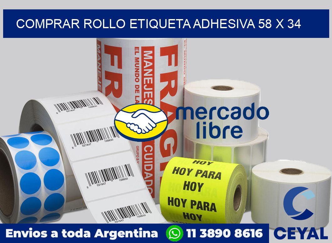 Comprar rollo etiqueta adhesiva 58 x 34