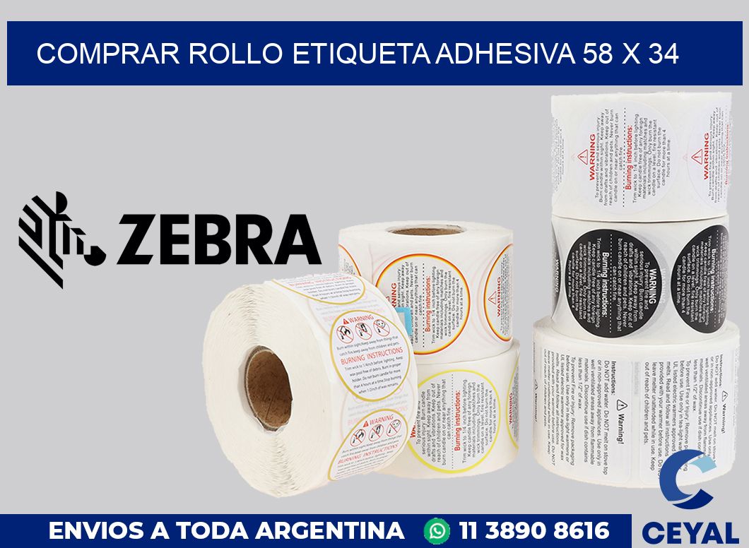 Comprar rollo etiqueta adhesiva 58 x 34
