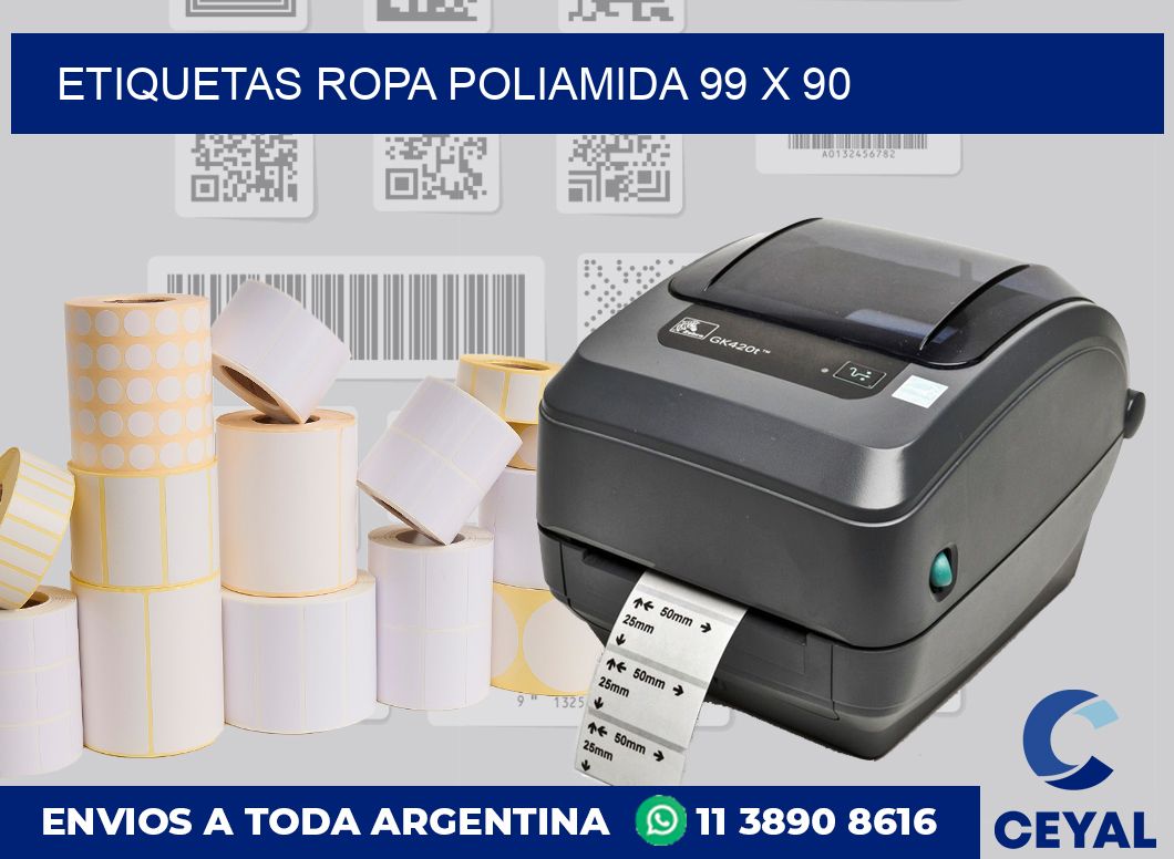 Etiquetas ropa poliamida 99 x 90