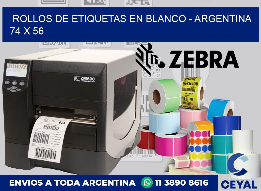 Rollos de etiquetas en blanco - Argentina 74 x 56